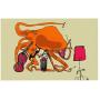 KESS InHouse Marianna Tankelevich Playful Octopus Feeding Mat for Pet Bowl, 24 by 15-Inch