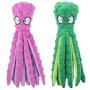 2 Pack Dog Squeaky Toys Octopus No Stuffing Crinkle Plush Dog Toys for Puppy Teething, Durable Interactive Dog Chew Toys for Small to Medium Dogs