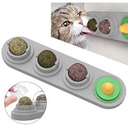 Camidy Catnip Ball Toy for Cat Licking,Natural Edible Catnip Snacks,Rotatable Licking Treats Stick-on Wall Toy for Cats Kitten