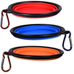 Cosmos 3 Pack Silicone Portable Collapsible Folding Dog Bowl for Pet Cat Food Water Feeding