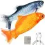 peotue 2pcs Electric Floppy Fish Cat Catnip Toy, Realistic Plush Simulation Electric Wiggle Doll Fish Pets Chew Bite Kicker Supplies for Cat Kitten