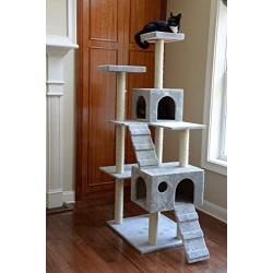 GleePet GP78700622 Cat Tree with Ramp, 70-Inch, Silver Gray