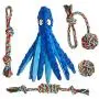 Dog Plush Squeaky Toys,Indestructible Dog Rope Chew Toys,Toys for Small Medium Dogs,Octopus Interactive Pet Toy for Puppy Teething Cleaning