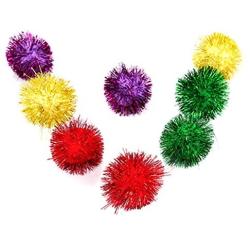 POPETPOP 30 Piece Assorted Color Sparkle Balls Cats Favorite Toy Tinsel Pom Poms Glitter for Kittens