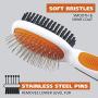 Wahl Premium Pet Double Sided Medium Pin Bristle Brush, Ergonomic Brush with Ergonomic Rubber Grips for Comfortable Brushing and Finishing Coats of Dogs and Cats – Model 858413