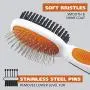 Wahl Premium Pet Double Sided Medium Pin Bristle Brush, Ergonomic Brush with Ergonomic Rubber Grips for Comfortable Brushing and Finishing Coats of Dogs and Cats – Model 858413 Wahl Premium Pet Double Sided Medium Pin Bristle Brush, Ergonomic Brush with Ergonomic Rubber Grips for Comfortable Brushing and Finishing Coats of Dogs and Cats – Model 858413