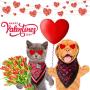 4 Pieces Valentines Day Dog Bandana Heart Pet Neckerchief Square Pet Holiday Scarf Washable Triangle Dog Scarf Bibs for Dogs and Cats