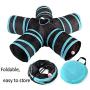 Pet Toys Cat Tunnels for Indoor Tube Cat 5 Way Peek Hole Toy Ball Cat Extensible Collapsible Cat Play Tent Interactive Toy Maze House Suitable for Animals Such as Puppy Rabbit Kitten (Blue & Black）