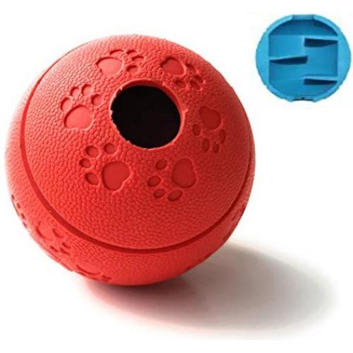 Interactive Treat Dispensing Toy Ball Puzzle for Dogs, Puppies - Intelligence and IQ Training to Reduce Separation Anxiety and Keep Pet Active While Away Red