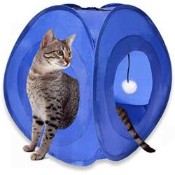 MYDEAL PRODUCTS Pop Up Instant Kitty Play and Sleep Tent with Portable, Foldable Design and Built in Toy for Cats, Kittens, and Other Small Animals!