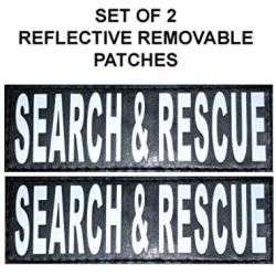 Doggie Stylz Set of 2 Reflective Search and Rescue Removable Patches with Hook Backing for Working Dog Harnesses & Vests. Durable and Interchangeable - Comes in 3 Sizes Small, Medium and Large