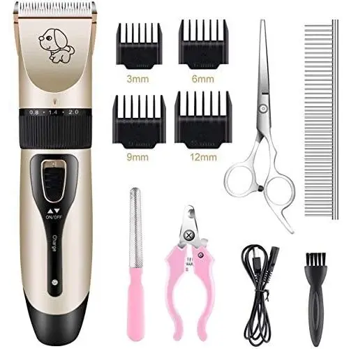 Happy & Polly Dog Clippers for Grooming Rechargeable Cordless, Pet Clippers Kit with Stainless Steel Nail Clippers Rub Grooming Comb for Cats Dogs Happy & Polly Dog Clippers for Grooming Rechargeable Cordless, Pet Clippers Kit with Stainless Steel Nail Clippers Rub Grooming Comb for Cats Dogs