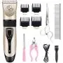 Happy & Polly Dog Clippers for Grooming Rechargeable Cordless, Pet Clippers Kit with Stainless Steel Nail Clippers Rub Grooming Comb for Cats Dogs Happy & Polly Dog Clippers for Grooming Rechargeable Cordless, Pet Clippers Kit with Stainless Steel Nail Clippers Rub Grooming Comb for Cats Dogs