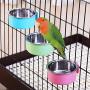 kathson Crate Dog Bowl, Stainless Steel Removable Hanging Cage Food Bowl Pet Food Spoon & Water Feeder Bowls Coop Cup for Puppy Cat Bird Rabbit（3 PCS）