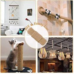 MXiiXM 100% Natural Sisal Rope for Cat Scratching Post - Diameter 5/6/8 mm Hemp Rope Twisted Fiber Sisal Twine for Repairing or DIY Scratcher for Cat Tree Tower