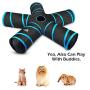 Pawaboo Cat Toys, Cat Tunnel Tube 5 Way Tunnels Extensible Collapsible Cat Play Tent Interactive Toy Maze Cat House with Balls and Bells for Cat Kitten Kitty Rabbit Small Animal, Black & Light Blue