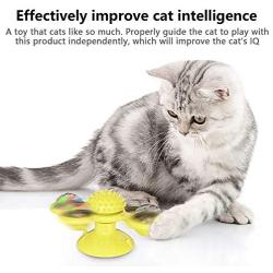 Colorful gourd Windmill cat Toy with cat Turntable Interactive pet Toy Built in LED Ball Rotating cat Toothbrush Turntable Massage scratchingtickle chew Toy Suction Cup Base