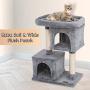 PAWBEE 33'' Cat Tree House - 2 Condos & 2 Sisal Scratching Posts - Cat Scratching Post Tower With Ex-Large Plush Perch - Cat Play Tower With Sturdy Base & Anti-Tip Strap - Large & Small Cats’ Cat Tower