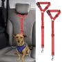 BWOGUE 2 Packs Dog Cat Safety Seat Belt Strap Car Headrest Restraint Adjustable Nylon Fabric Dog Restraints Vehicle Seatbelts Harness