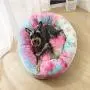 CHZHENG Colorful Rainbow Cat Bed, Round Long Plush Dog Bed Soft Winter Warm Soft Puppy Deep Sleeping Cushio CHZHENG Colorful Rainbow Cat Bed, Round Long Plush Dog Bed Soft Winter Warm Soft Puppy Deep Sleeping Cushio