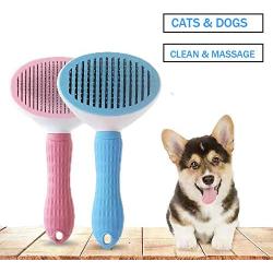 Pets Cat and Dog Hair Brush,Easy Self Cleaning,No More Shedding,Pet Supplies Pet Comb(Blue Thin)