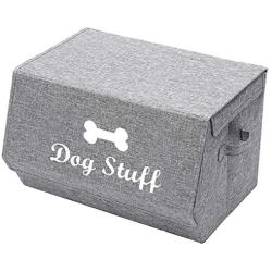 Morezi Canvas Dog Toy Basket and Dog Toy Box with lid, Basket Chest Organizer - Perfect for organizing pet Toys, Blankets, leashes and Food 0704