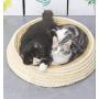 Natural Straw Small Medium Cat and Dog Sofas, Beds, Comfortable Cat Scratcher, Dual Purpose for Bed and Scratcher, Pet Bed, Environmentally Friendly(L )