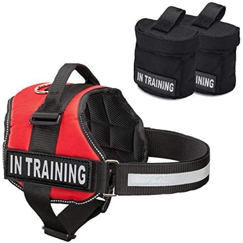 Industrial Puppy Service Dog in Training Vest with Hook and Loop Straps and Detachable Backpacks - Animal Vests from XXS to XXL - Service Dog Harness with Reflective Patch & Comfortable Mesh Design