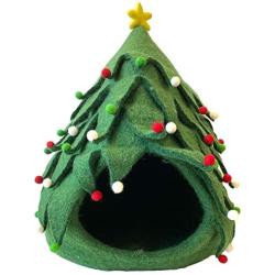 Midlee Christmas Tree Wool Cat Cave Bed