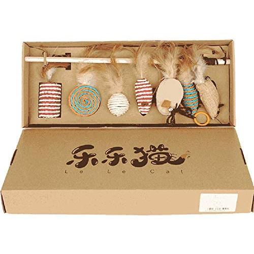 lvliangshirongyaomaoyiyouxiangongsi 1set Cat Toy Funny Cat Rod Mouse Toy Feather Molar Bite-Resistant Cat Supplies Cat Toy Self-Selling Suit Diverse Multi-Color 7 Piece Set One Week Gift Box Toy Set