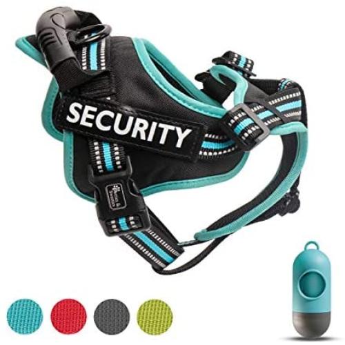 Petties&Sweeties No Pull Dog Harness, Reflective Adjustable Soft Padded Vest Unique Colors,with a Easy Control Training Handle,with Poop Bags Blue