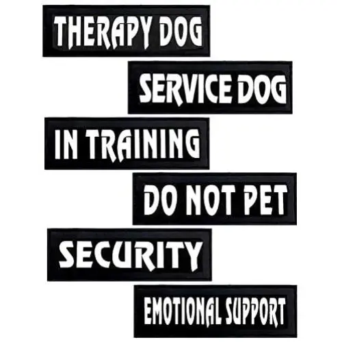 DERUILA Reflective Dog Patches with Hook Backing -Service Dog, in Training, Do Not Pet, Emotional Support, Therapy Dog, in Training for Animal Vest Harnesses, Collars, Leashes Dog Patches DERUILA Reflective Dog Patches with Hook Backing -Service Dog, in Training, Do Not Pet, Emotional Support, Therapy Dog, in Training for Animal Vest Harnesses, Collars, Leashes Dog Patches
