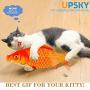 UPSKY Electric Moving Fish Cat Toy, Realistic Plush Simulation Electric Wagging Fish Cat Toy Catnip Kicker Toys, Funny Interactive Pets Pillow Chew Bite Kick Supplies for Cat Kitten Kitty