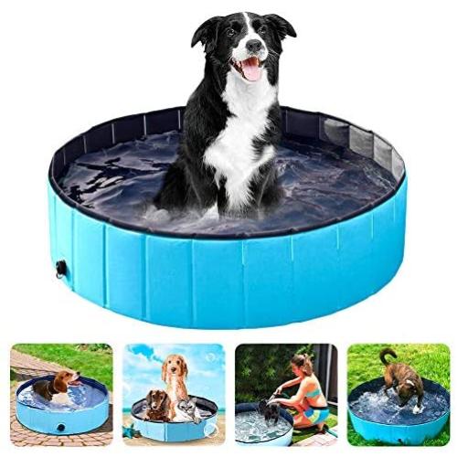Winkeyes PVC Pet Dog Pool Pet Dog Swimming Pool Portable Foldable Pool Dogs Cats Bathing Tub Collapsible Non-Slip Puppy Bathing Tub Kid Ball Water Pond Kiddie Pool for Garden Bathroom Outdoor, 80x20cm