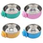 Daycount Pet Feeder Dog Bowl Stainless Steel Food Hanging Bowl Crates Cages Dog Parrot Bird Pet Drink Water Bowl Dish Accessory (S: 4.5x2, Pink)