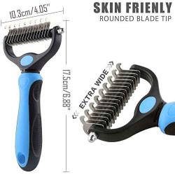 Pet Grooming Tool-Professional Dematting Comb for Dogs and Cats，Safe Undercoat Rake for Easy Mats and Tangles Removing，Keep Your Pet Away from Nasty Shedding Hair. (Blue)