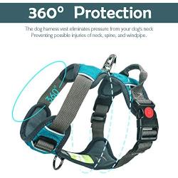FUNFLOWERS Dog Harness No-Pull Adjustable Pet Vest Durable Polyester Material Dog Chest Strap with Reflective Strips Easy Control Training Harness for Small Medium Large Dog, 4 Colors