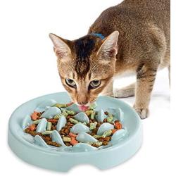 Slow Feeder Cat Bowl,Melamine Fun Interactive Feeder Bloat Stop Puzzle Cat Bowl Preventing Feeder Anti Gulping Healthy Eating Diet Pet Dog Slow Feeding Bowls Against Bloat, Indigestion and Obesity