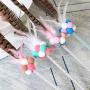 Pet Cat Toy Long Tail Feathers Stick Funny Rainbow Ball Feathers Playing Rod Toys Fairy Interactive Toy Stick Pet Cat Supplies
