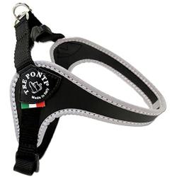 TRE Ponti Fibbia Small Dog Harness with Adjustable Belly Strap, 3 cm, Black