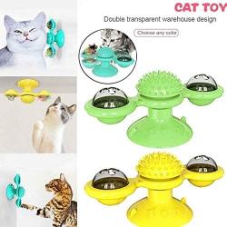 ZZK Windmills Rotating Carousel Funny cat cat Toy Puzzle Interactive cat Toys with Suction Cups mole Scratch Funny cat Toys pet Supplies