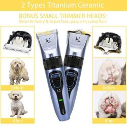 Dog Grooming Clippers, DUU Pet Hair Clippers with 2 Types Blade, Cordless Hair Grooming Kit with 4 Comb Guides & Extra Tools, Professional Quiet Dog Shaver Trimmer for Dogs, Cats, Rabbits & Other Pets