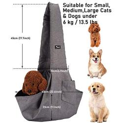 Pettom Dog Carrier Sling Bag Pet Cat Wrap Satchel Hands Free Adjustable Kitten Pouch Pet Papoose Swaddle Bag for Outdoor Travel