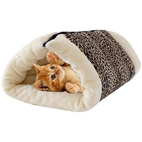UMALL 2 in 1 Warm Bed Fleece Padding for Cats Kennel Indoor Soft Cushion Mats Square