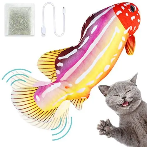 ZooZoo Tropical Fish Realistic Floppy Catnip Plush Cat Toy Built-In Sensor Touch Activate Auto Standby, Electronic USB Battery Wiggle Pet Simulation Happy Healthy Interactive Silvervine Washable Cover ZooZoo Tropical Fish Realistic Floppy Catnip Plush Cat Toy Built-In Sensor Touch Activate Auto Standby, Electronic USB Battery Wiggle Pet Simulation Happy Healthy Interactive Silvervine Washable Cover