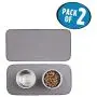 mDesign Premium Quality Microfiber Polyester Pet Food and Water Bowl Feeding Mat for Dogs - Ultra Absorbent Reversible Placemat - Folds for Compact Storage - Small, 2 Pack - Pewter Gray/Ivory mDesign Premium Quality Microfiber Polyester Pet Food and Water Bowl Feeding Mat for Dogs - Ultra Absorbent Reversible Placemat - Folds for Compact Storage - Small, 2 Pack - Pewter Gray/Ivory