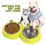 JOCHA Stainless Steel Dog Cat Food Bowl Water Feeder Non-Slip Design Resistant Silicone Mat Non Slip Design Prevent Slipping for Little Size Dogs/Cats