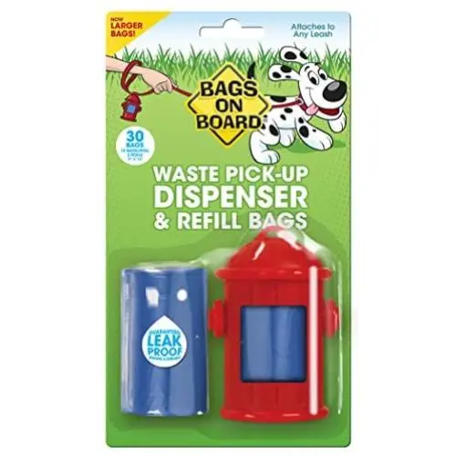 Bags on Board Fire Hydrant Style Dog Waste Bag Dispenser with 30 Refill Bags Bags on Board Fire Hydrant Style Dog Waste Bag Dispenser with 30 Refill Bags