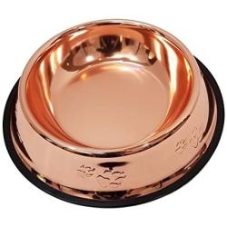 Melzon Petsentials Non-Skid Stylish Food Bowl for Your Pet, Premium Grade Stainless Steel - Elegant Bronze