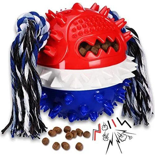 Pet Dog Chew Squeaky Toothbrush Toy Float Ball 2021 New Upgrade Treat Food Dispensing Ball for Small/Medium/Large Dogs Puzzle Interactive Toy Ball for Puppy